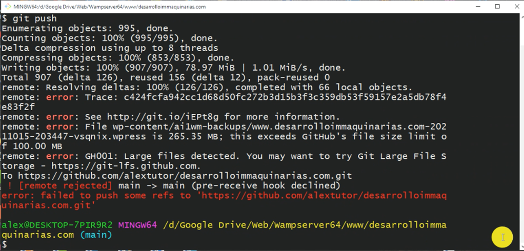 Git Error large files pero el archivo no se encuentra en el repositorio Git Error large files pero el archivo no se encuentra en el repositorio